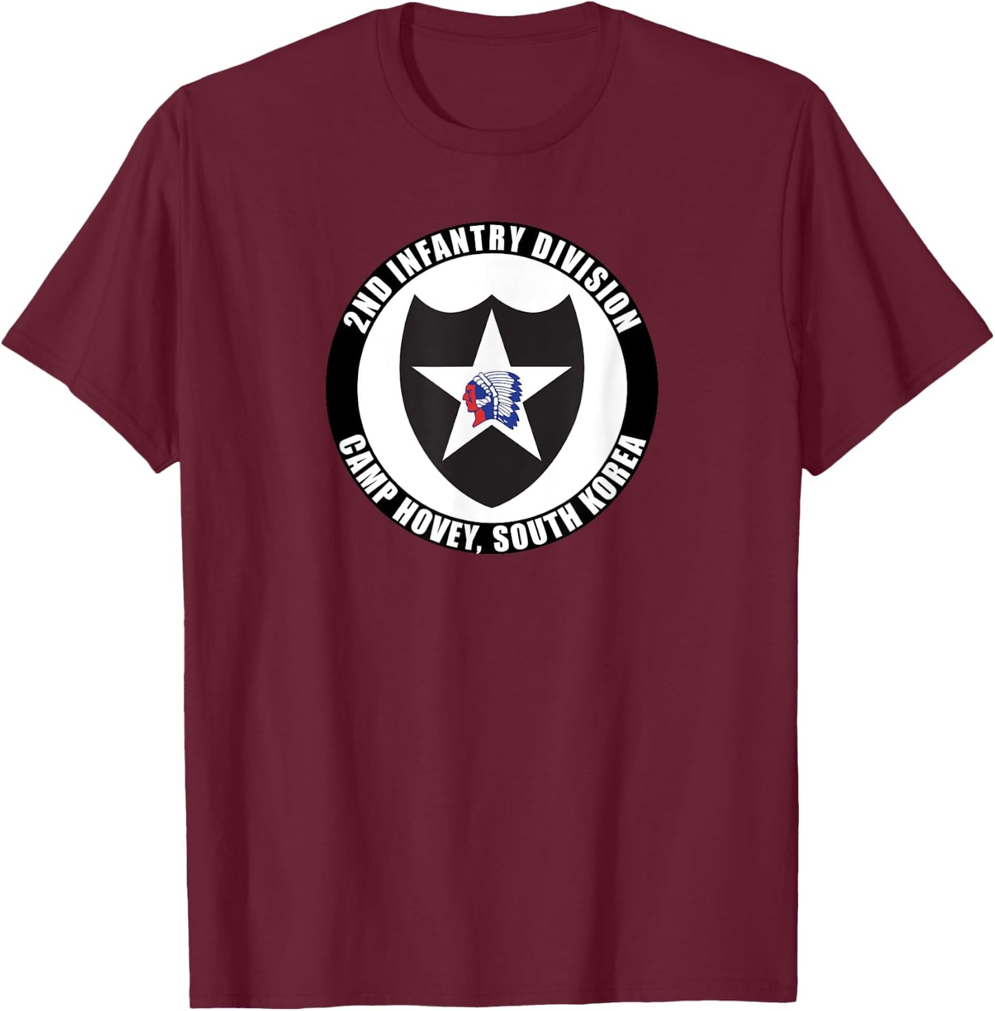 2nd Infantry Division Camp Hovey Korea Emblem Veteran Gift T-Shirt - T-Shirt | Maroon