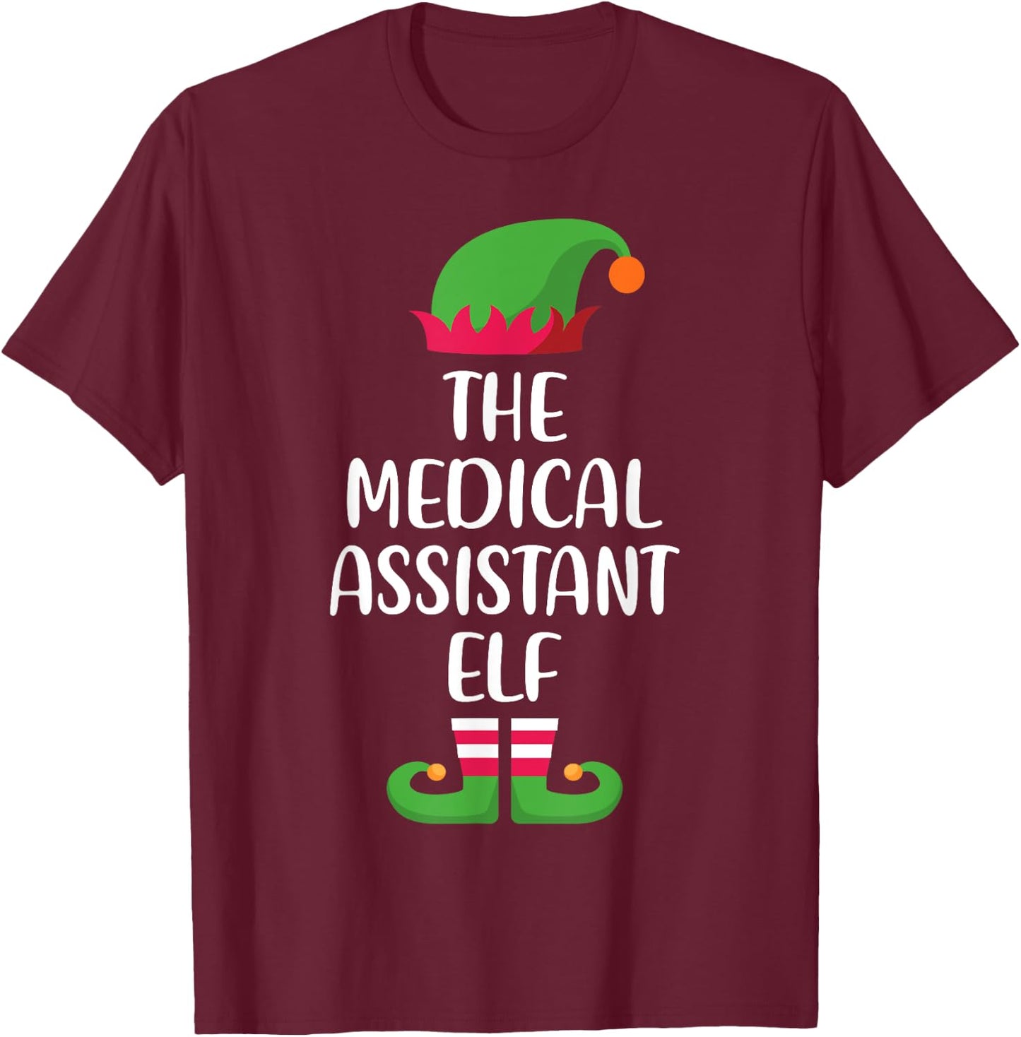 Medical Assistant Elf Family Matching Group Christmas Pajama T-Shirt - T-Shirt | Maroon