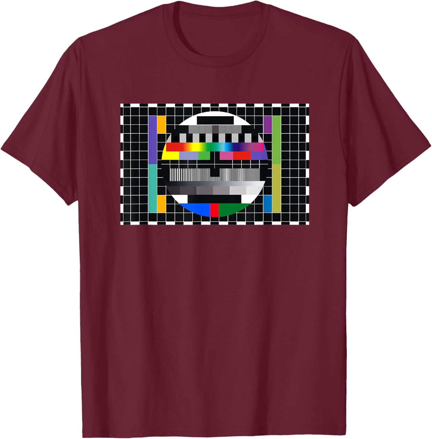 TV Analogue Test Picture Retro Nostalgia T-Shirt - T-Shirt | Maroon