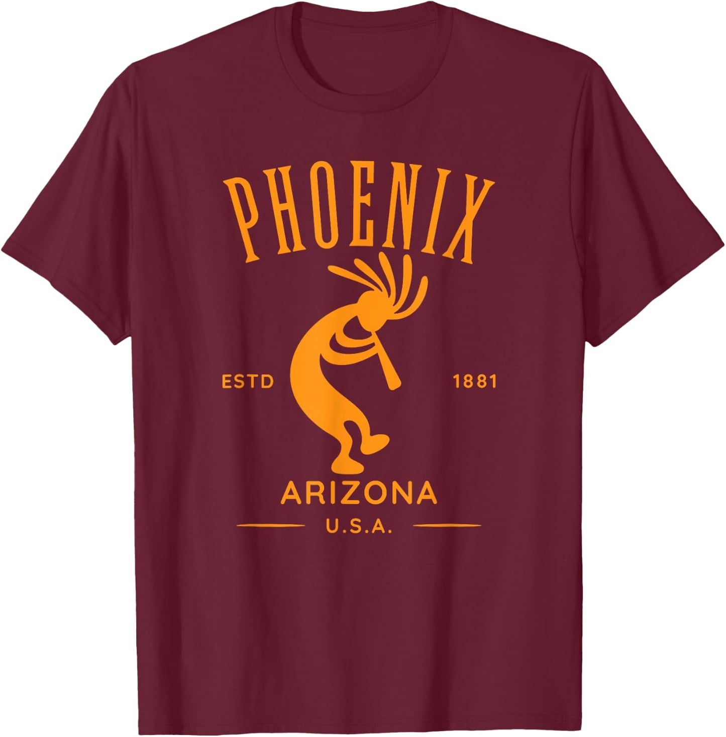 Phoenix Arizona Dancing Kokopelli Design T-Shirt - T-Shirt | Maroon