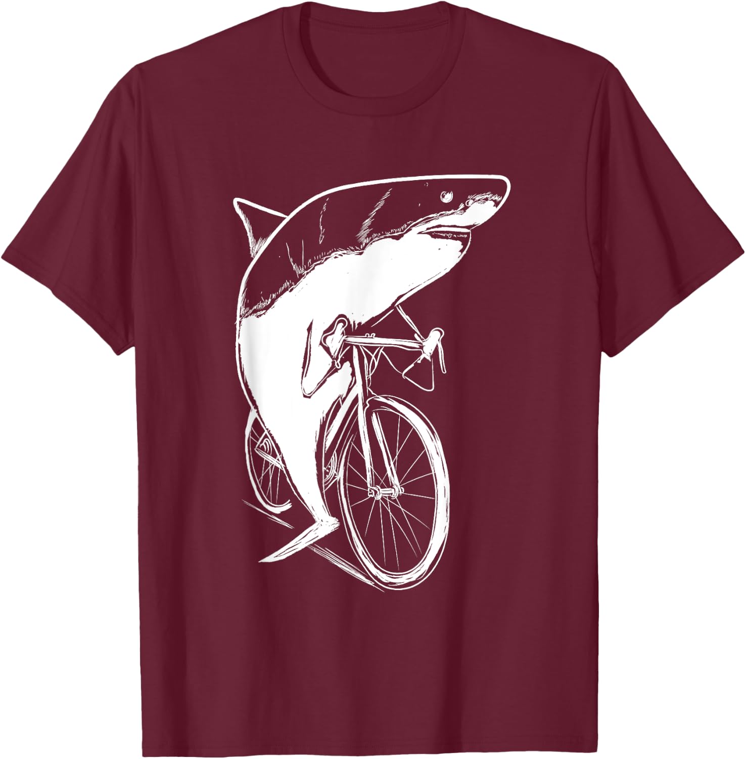 Cycling Shark Bicycle Clothes Outfit Cyclist Gift Shark T-Shirt - T-Shirt | Maroon