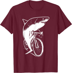 Cycling Shark Bicycle Clothes Outfit Cyclist Gift Shark T-Shirt - T-Shirt | Maroon