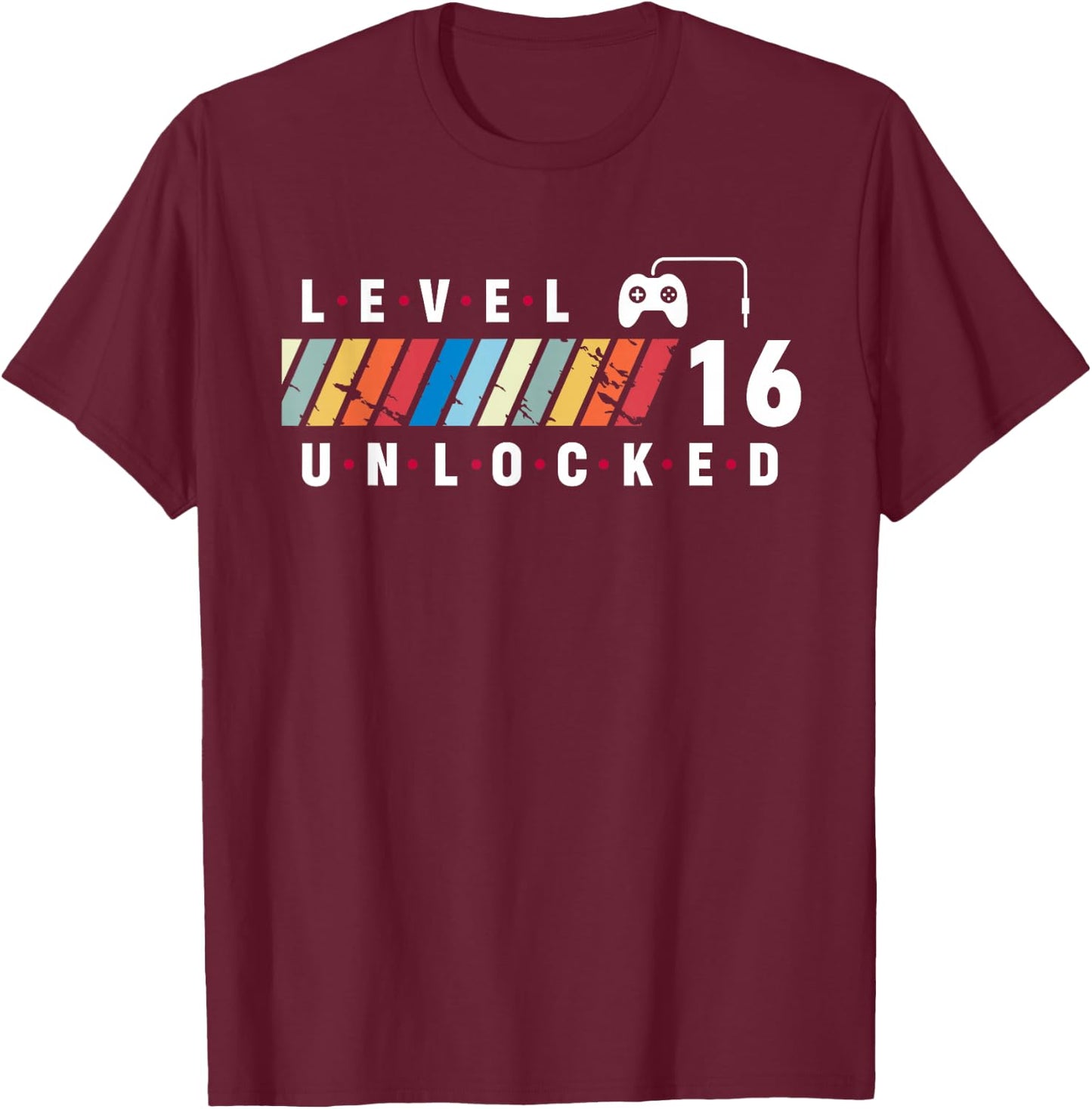 Level 16 Unlocked 16 Year Old Gamer 16th Video Game Birthday T-Shirt - T-Shirt | Maroon