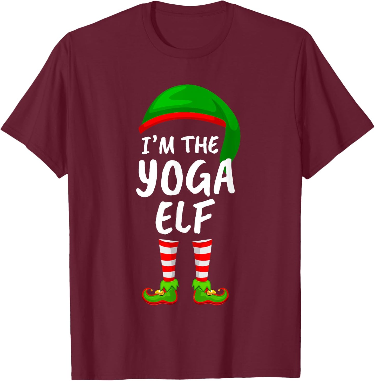 Matching Family Funny I'm The Yoga Elf Christmas T-Shirt - T-Shirt | Maroon