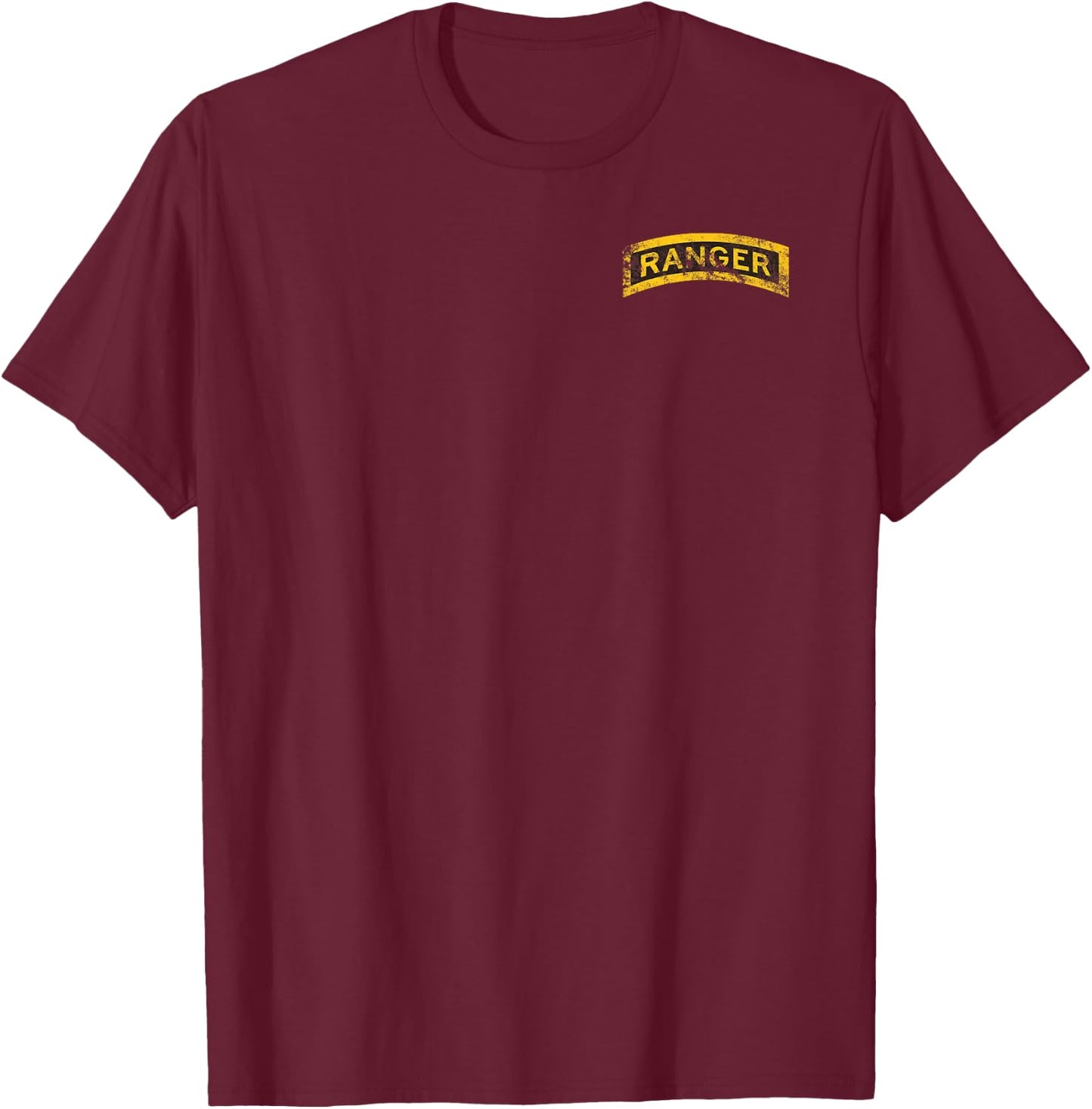 US Army Vintage Ranger Tab OD Green T-Shirt - T-Shirt | Maroon