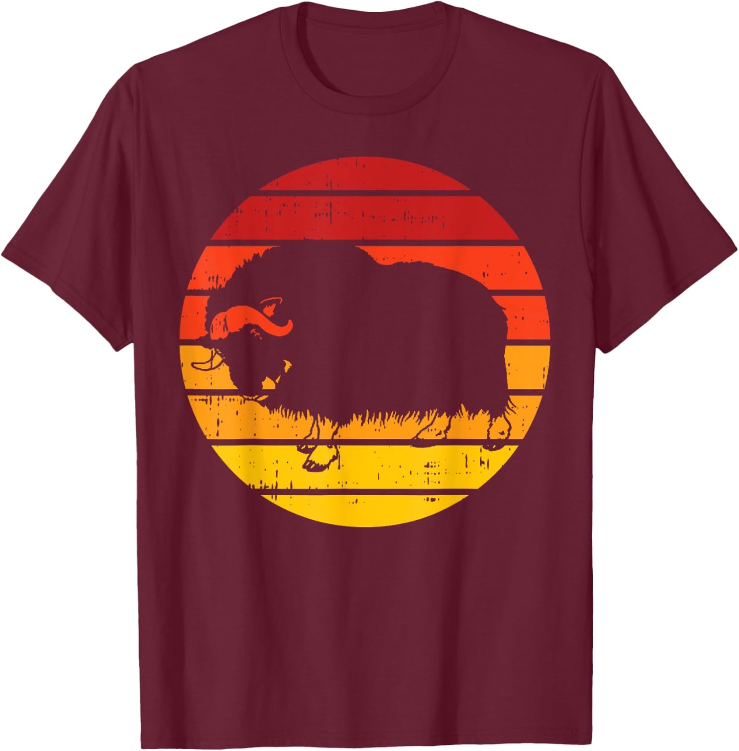 Retro Musk Ox T-Shirt - T-Shirt | Maroon