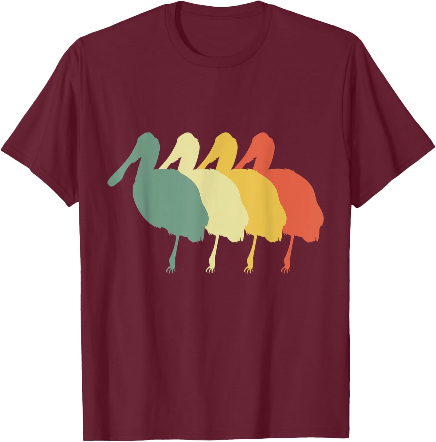 Retro Roseate Bird Vintage Roseate Bird Silhouette Bird T-Shirt - T-Shirt | Maroon