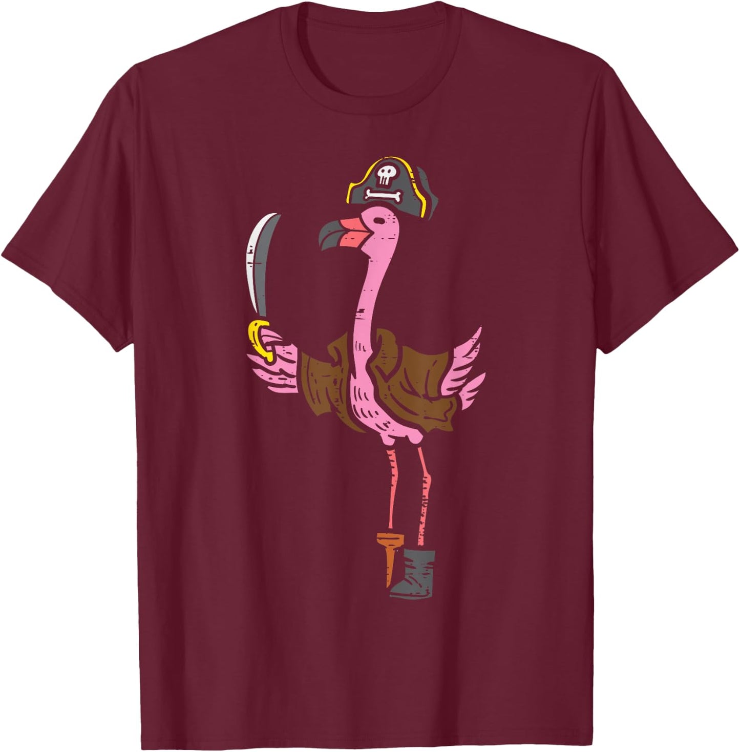 Flamingo Pirate Animal Bird Flamingoween Halloween Women T-Shirt - T-Shirt | Maroon