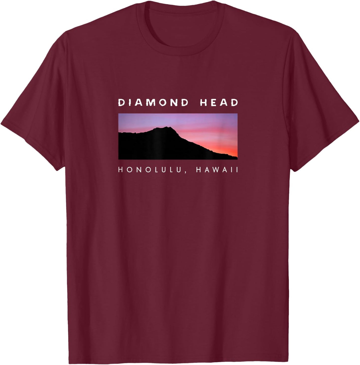 Hawaii T Shirt Diamond Head Sunset XO4U Original T-Shirt - T-Shirt | Maroon