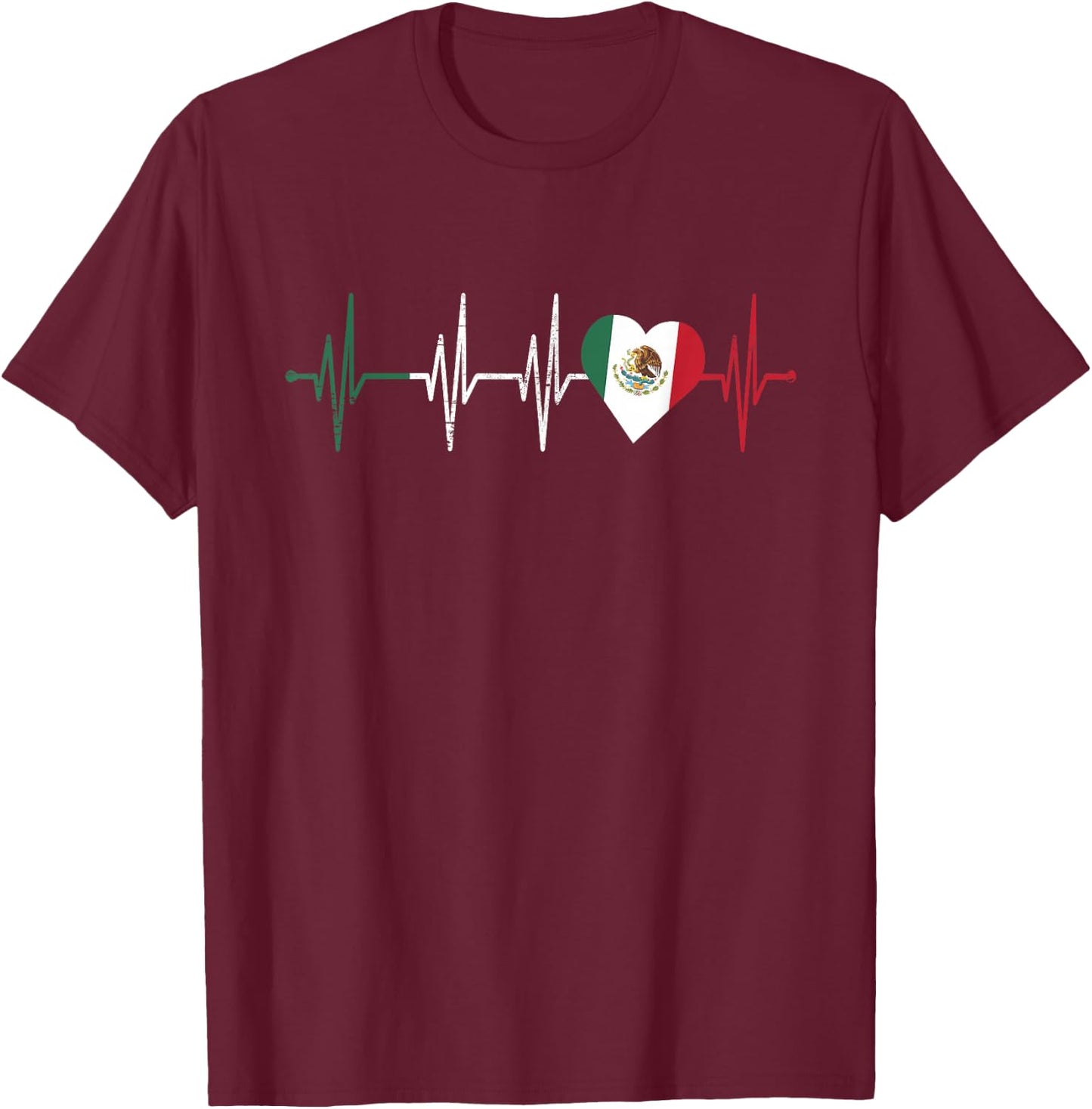 Mexico Heart Pulse Line ECG Heart Rate Women T-Shirt - T-Shirt | Maroon