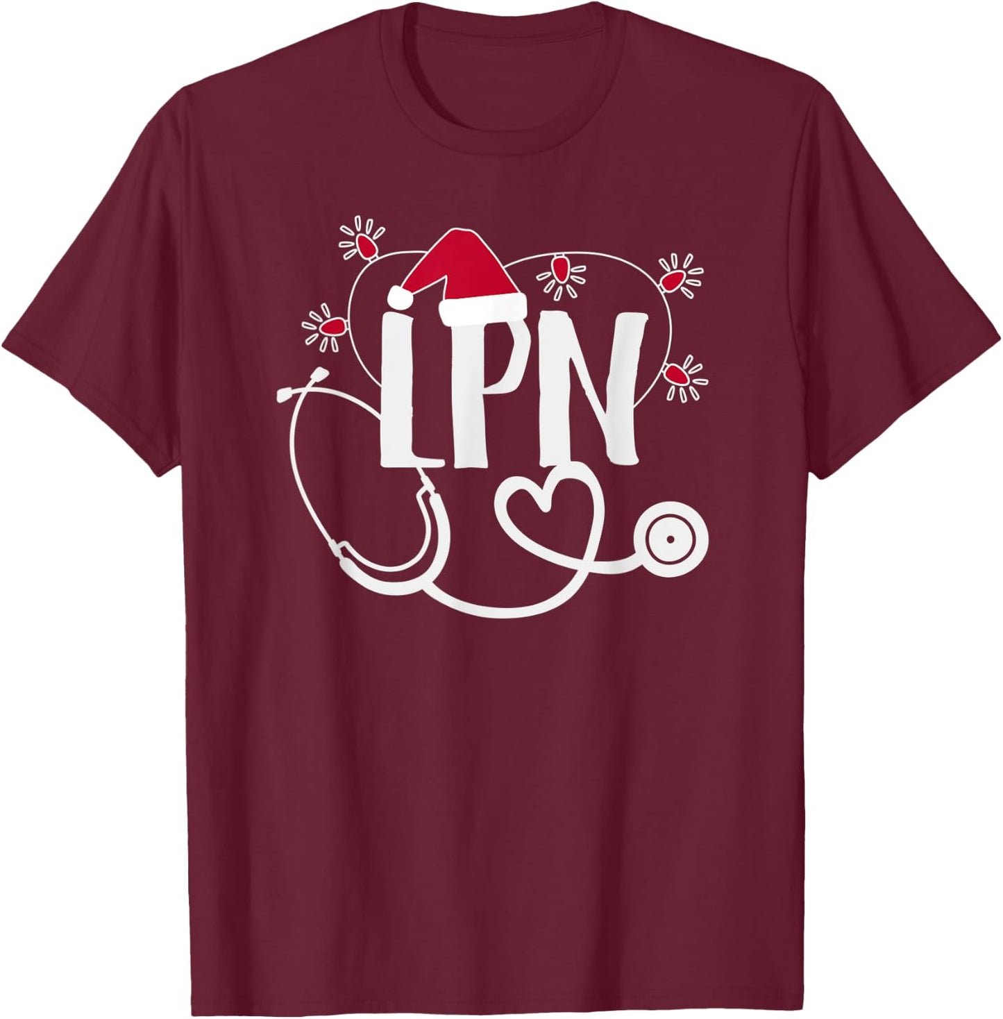 Cute Christmas Nurse - LPN Christmas T-Shirt - T-Shirt | Maroon