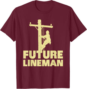 Cute Lineman Designs For Kids Men Women Electrician Funny T-Shirt - T-Shirt | Maroon