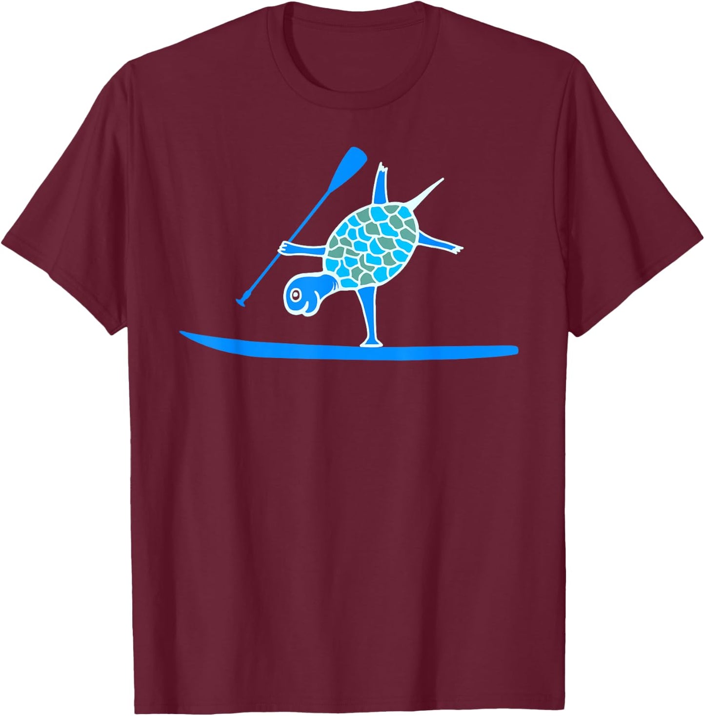 Standup Paddleboarding SUP One Arm Handstand Turtle Paddling T-Shirt - T-Shirt | Maroon