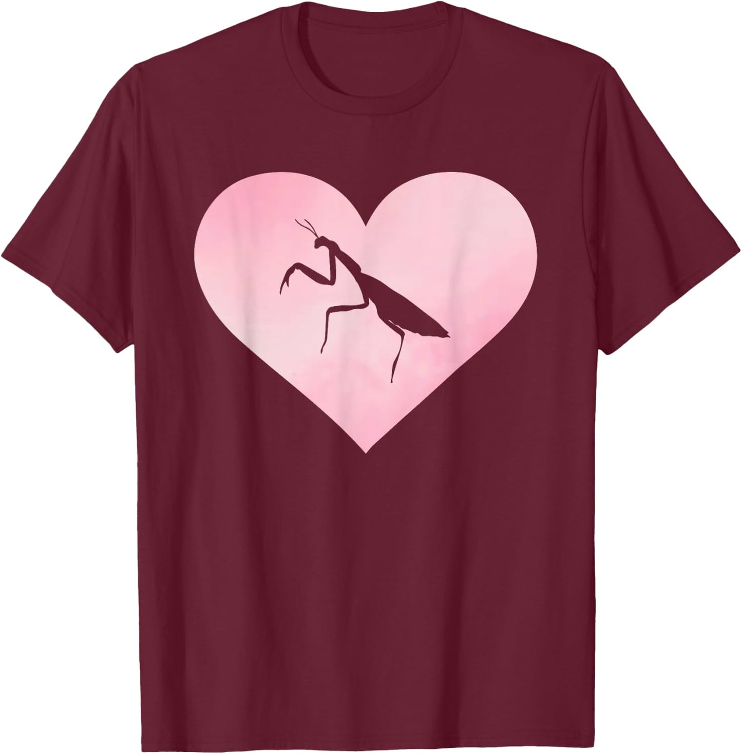 Love Praying Mantis Heart Design Insects T-Shirt - T-Shirt | Maroon