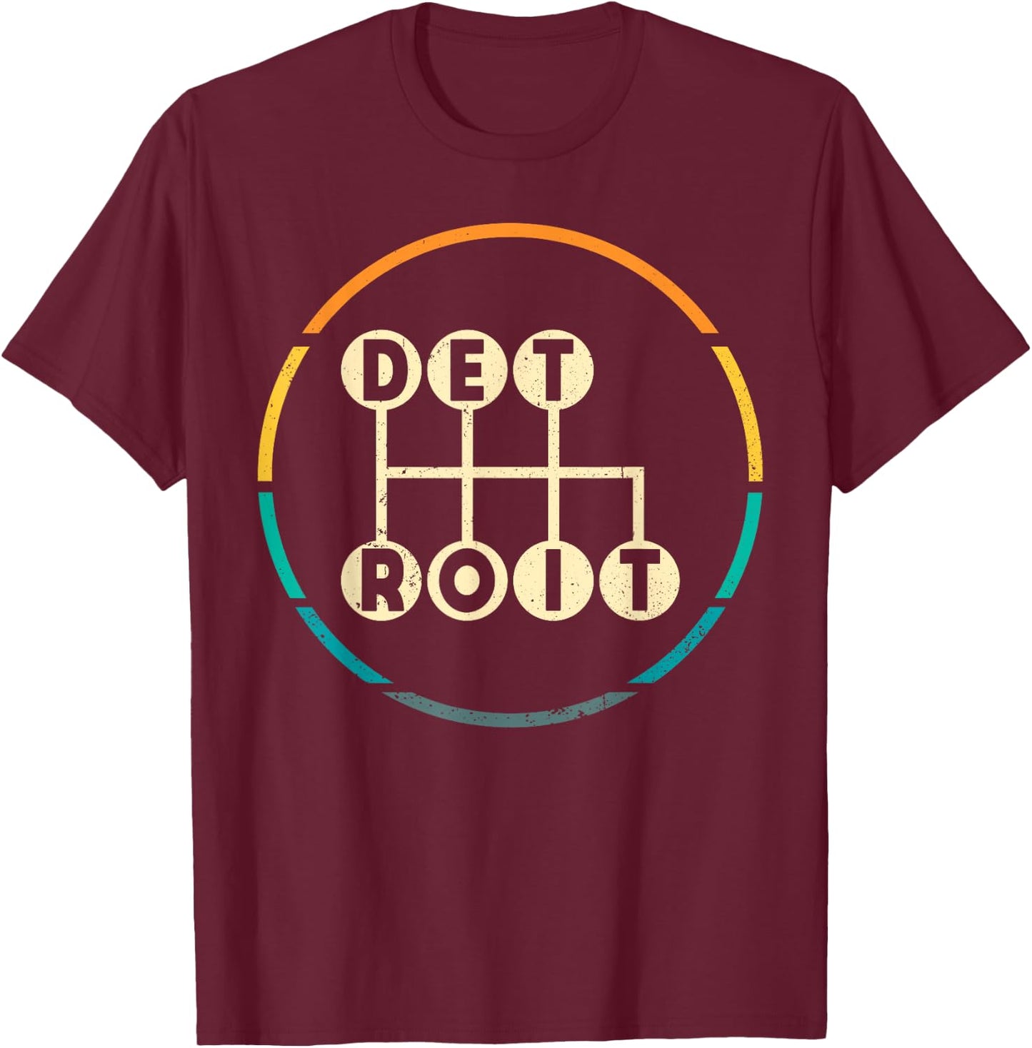 Detroit Stick Shift, Detroit The Motor City, Motorsport T-Shirt - T-Shirt | Maroon
