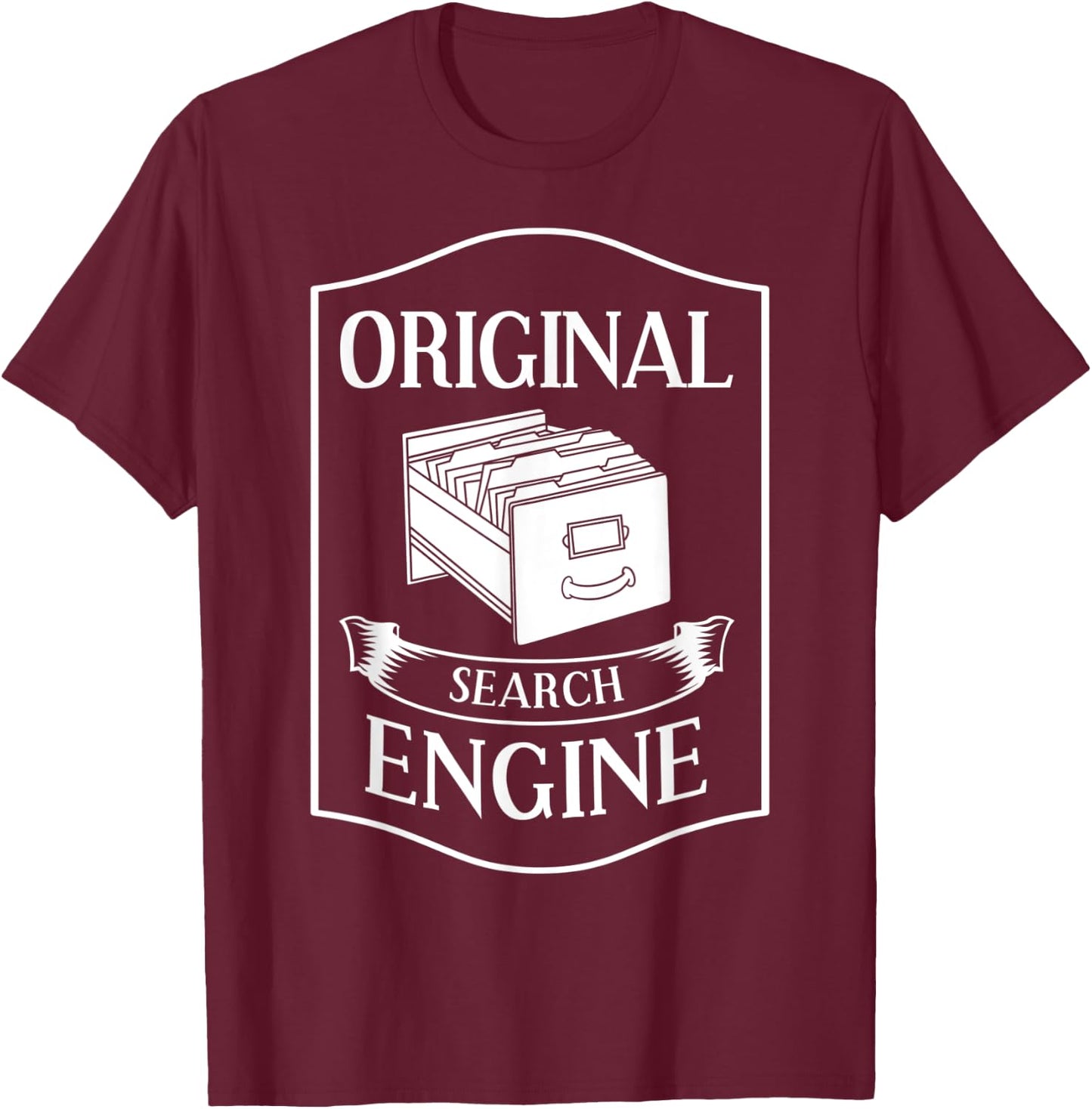 Card Catalog Library Librarian T-Shirt - T-Shirt | Maroon