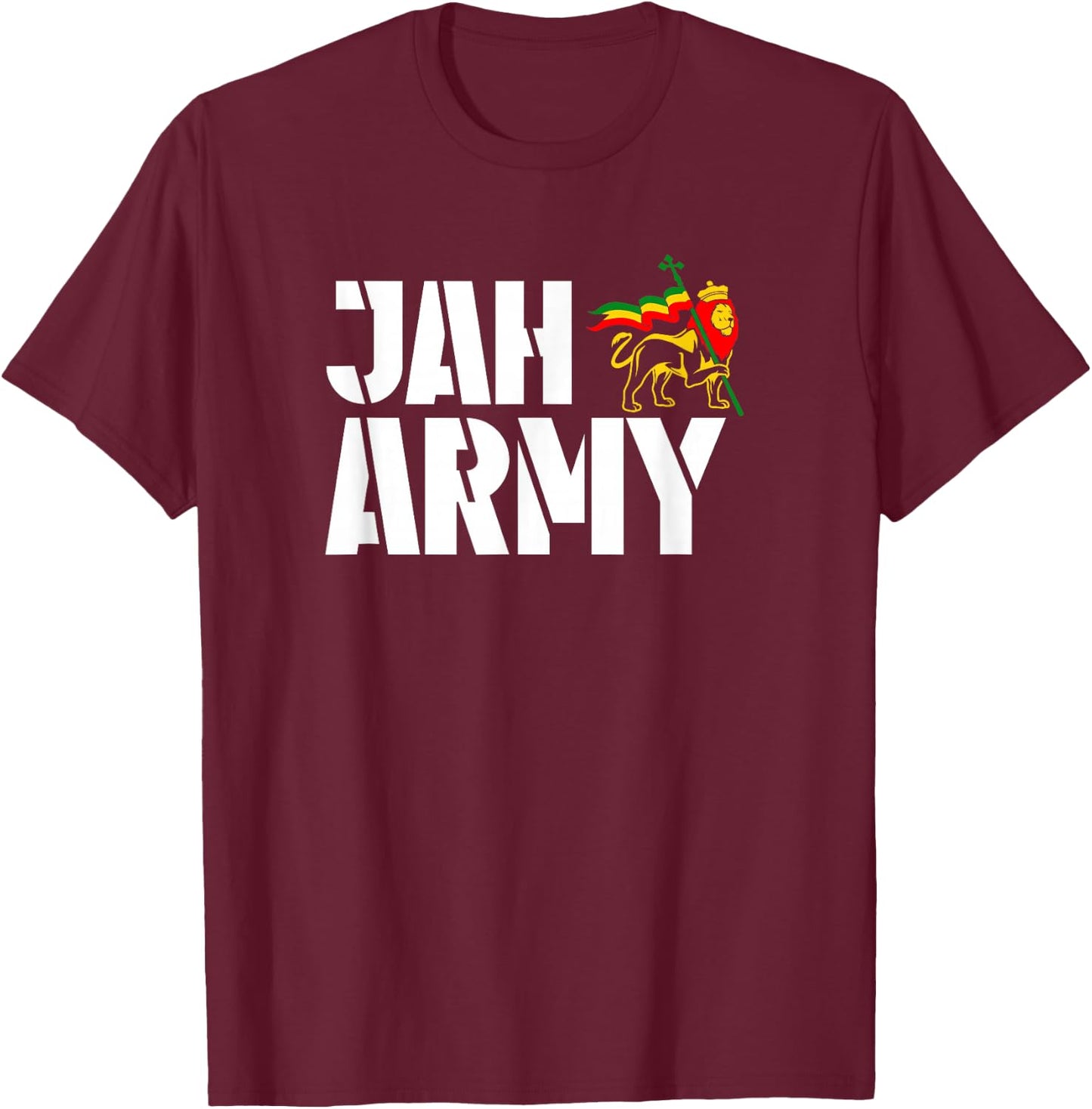Afro Roots Rastafarian Rasta Jah Army Jamaica Reggae T-Shirt - T-Shirt | Maroon