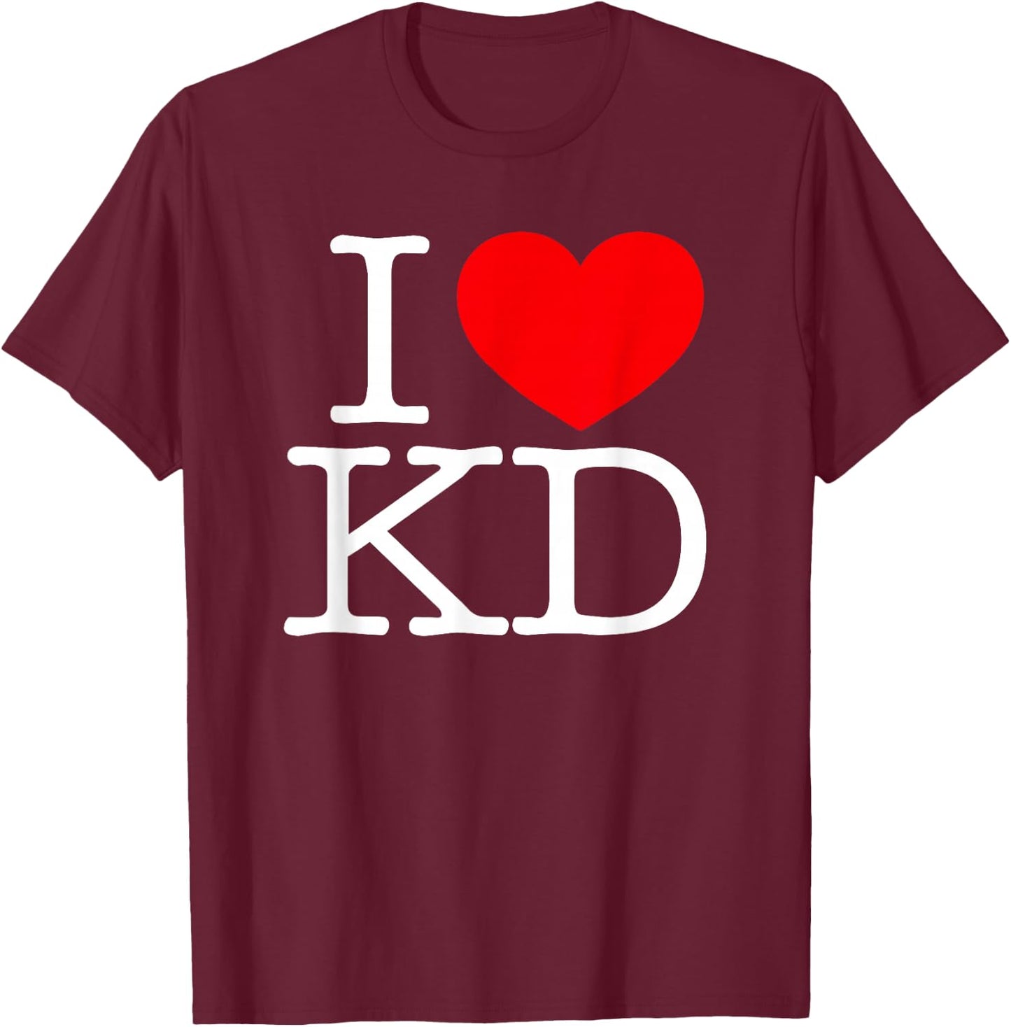 I Love (Heart) KD T-Shirt - T-Shirt | Maroon