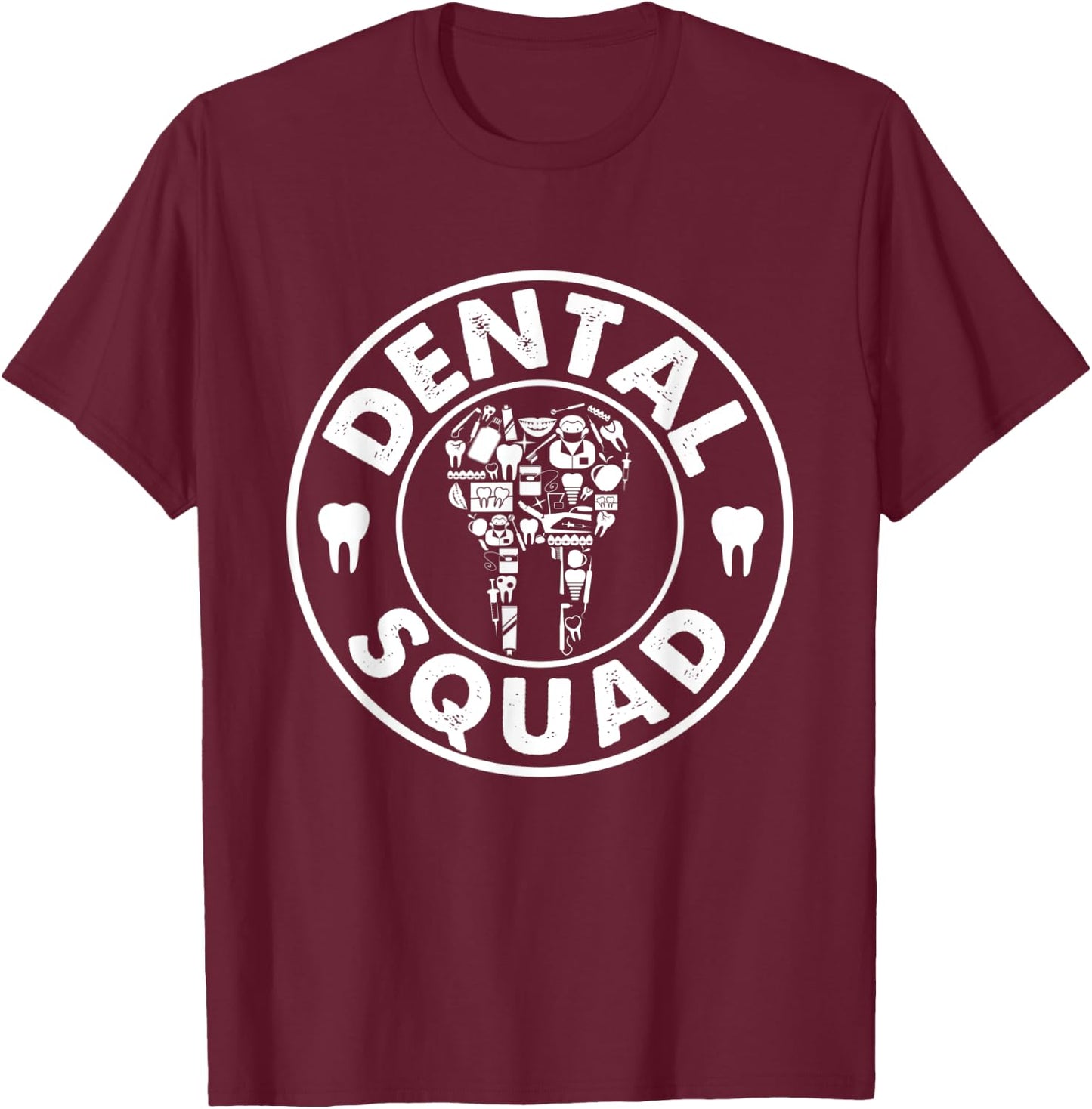 Vintage Dental Squad Costume Artwork Men Women Dentist T-Shirt - T-Shirt | Maroon