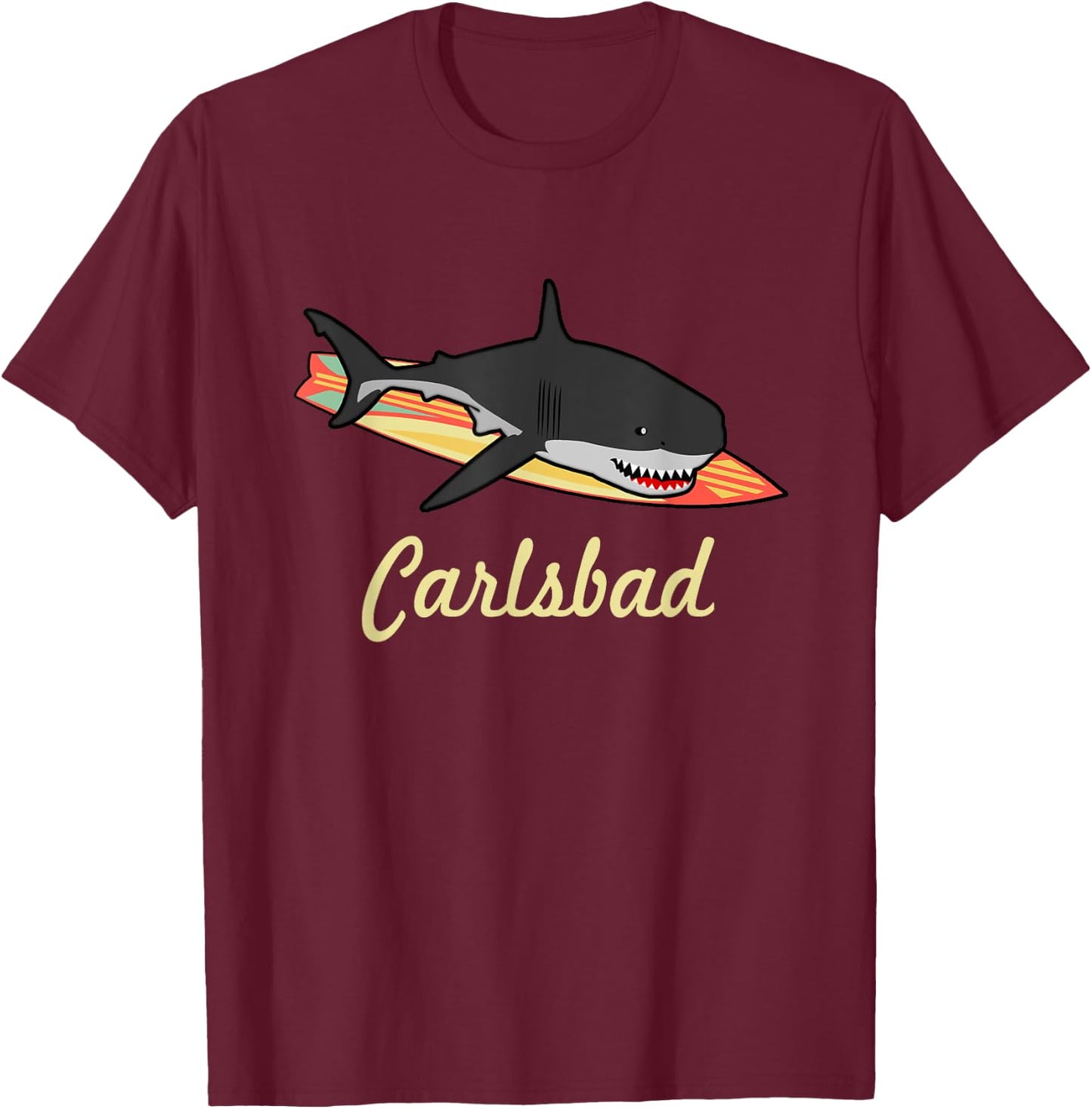 Carlsbad California Beach Souvenir Graphic Surf T Gifts T-Shirt - T-Shirt | Maroon