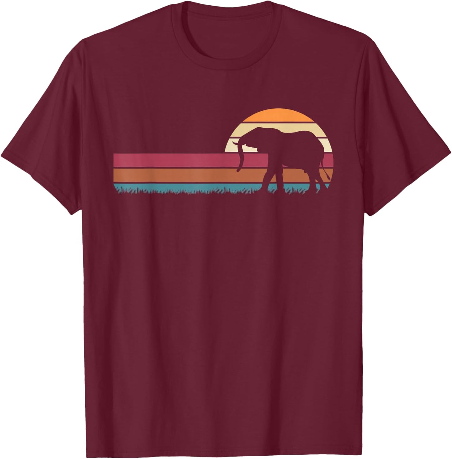 Vintage Retro Elephant T-Shirt - T-Shirt | Maroon