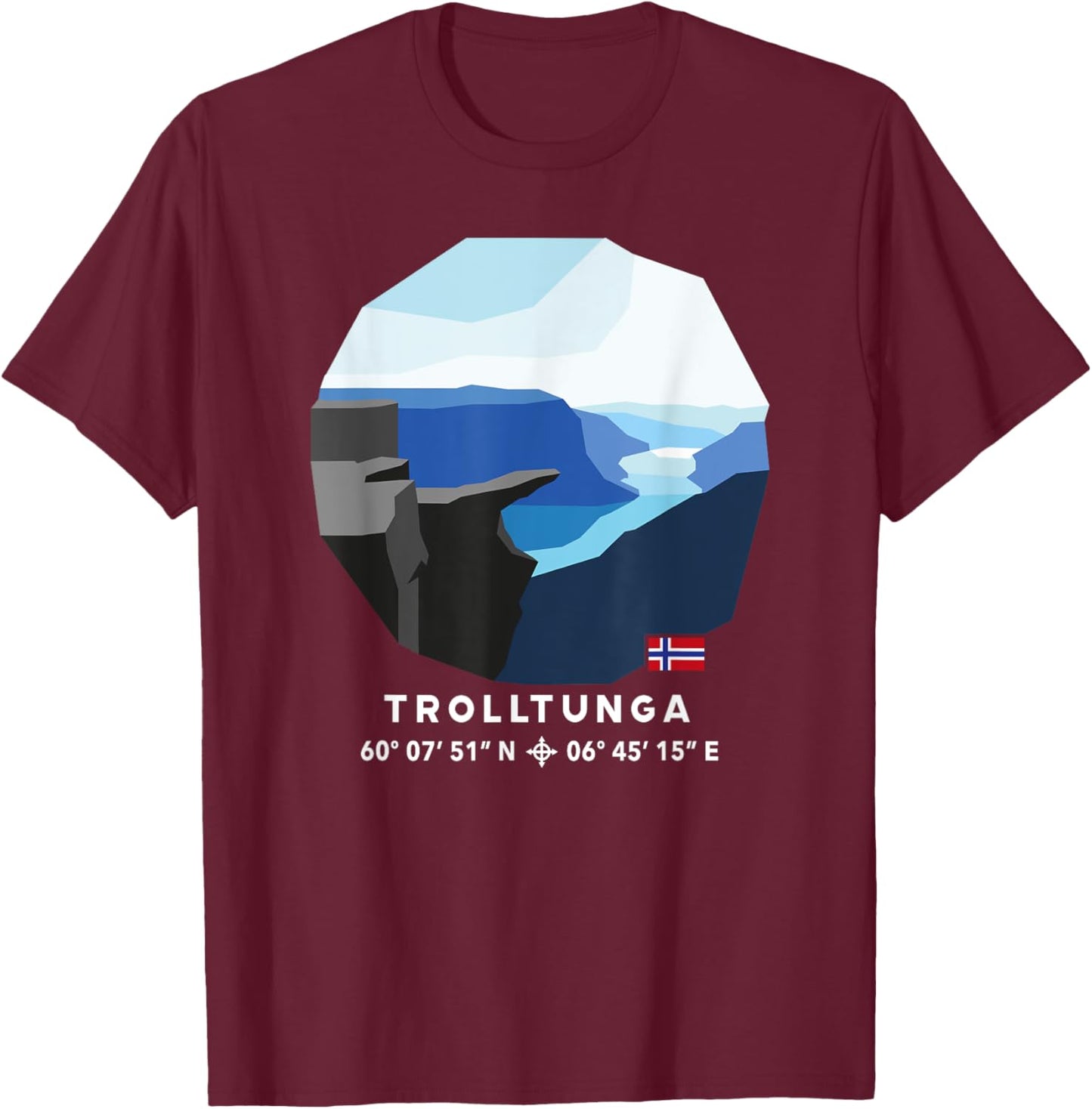 Trolltunga Troll Tongue Rock Norway Cool Hiking Souvenir T-Shirt - T-Shirt | Maroon