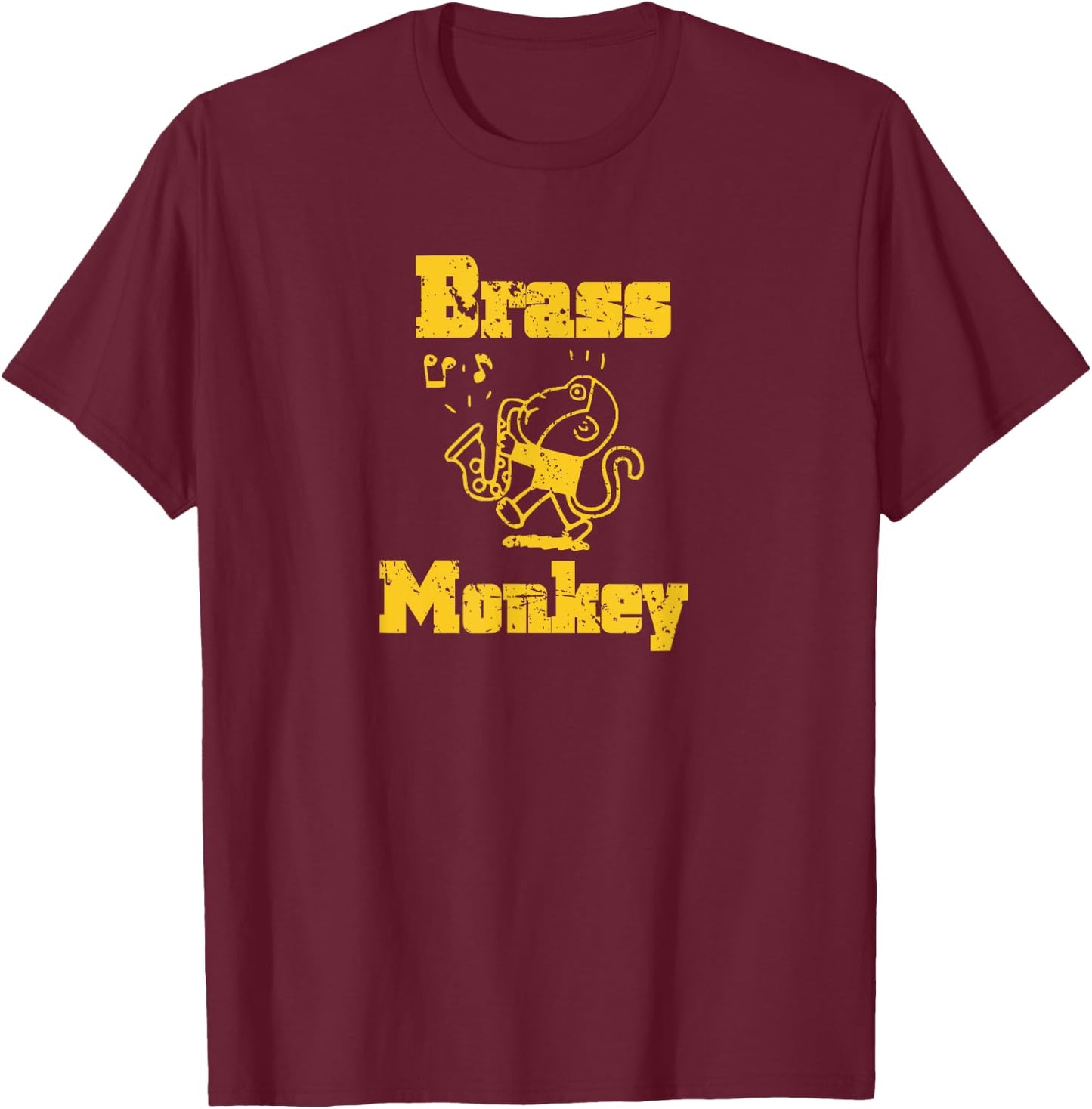 Monkey Playing Musical Instrument Brass Monkey Hip Hop Tops T-Shirt - T-Shirt | Maroon