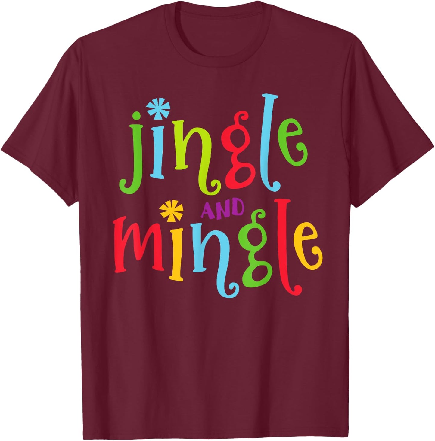 Jingle and Mingle. Christmas Tree Santa T-Shirt - T-Shirt | Maroon