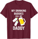 Daddy and Twins Drinking Buddies Dad of Twins T-Shirt - T-Shirt | Maroon