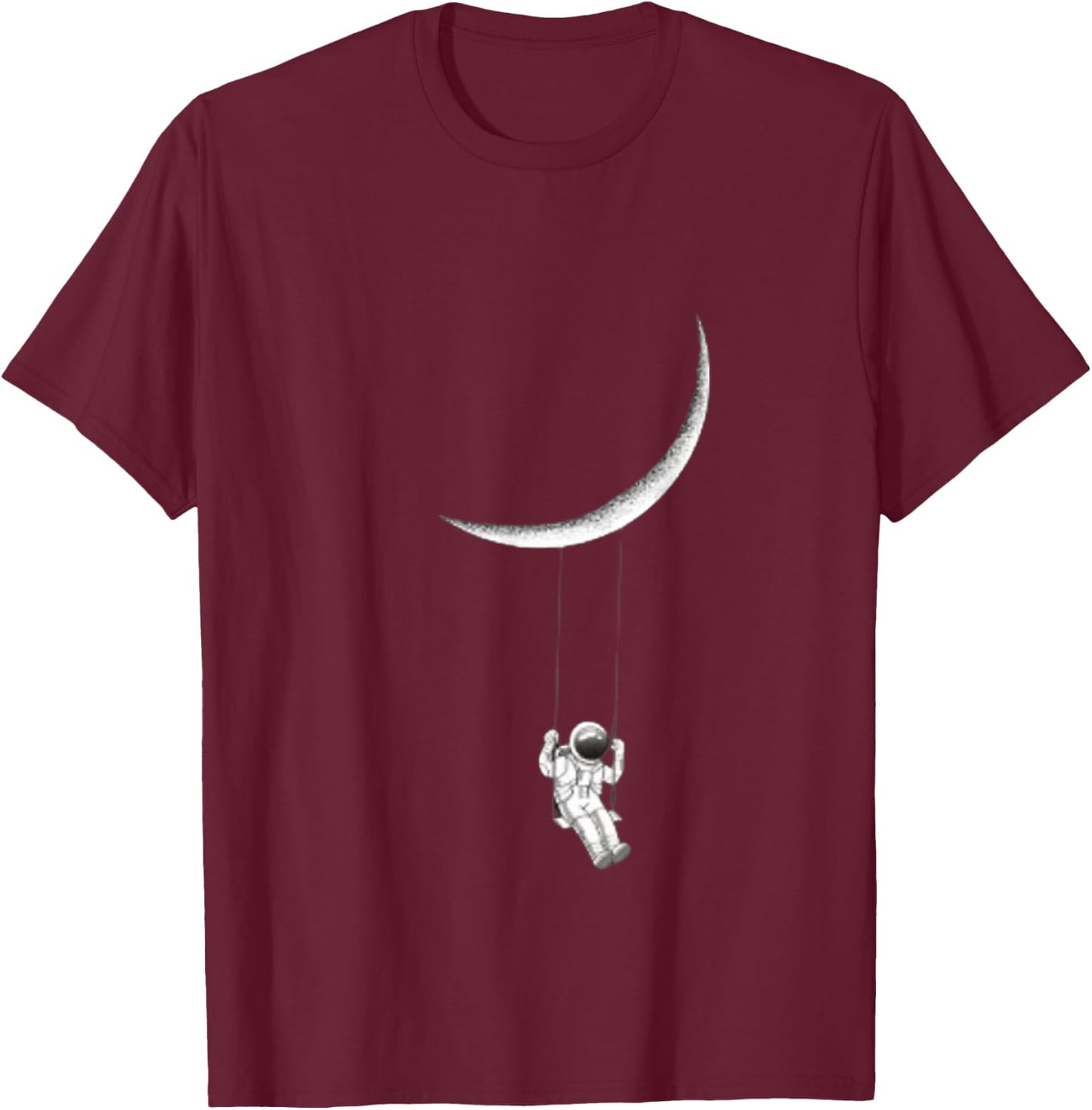 Astronaut swinging on moon T-Shirt - T-Shirt | Maroon