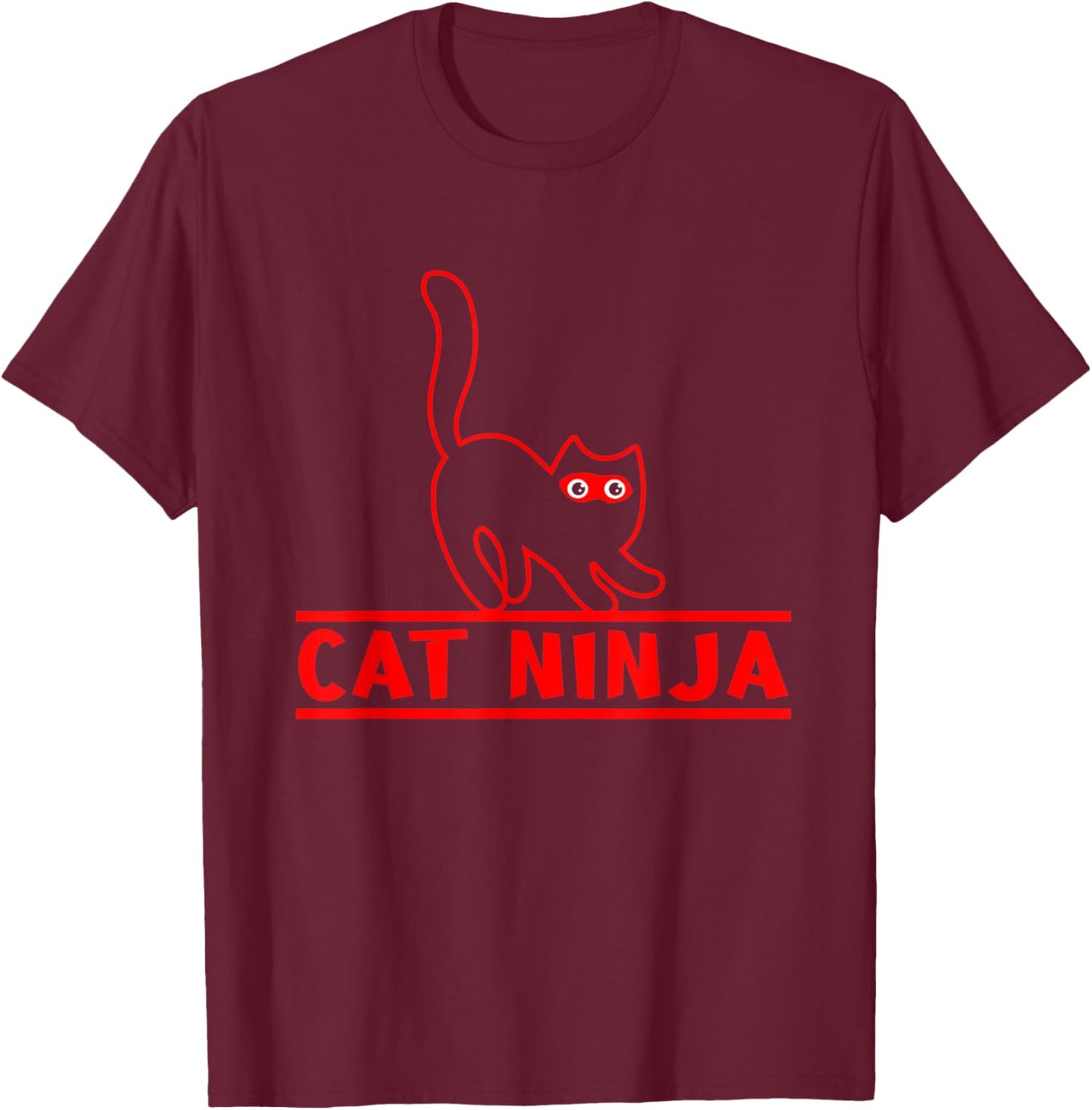 Cute Cat Ninja Funny Animals Meow Cool Black Cat Pets Women T-Shirt - T-Shirt | Maroon