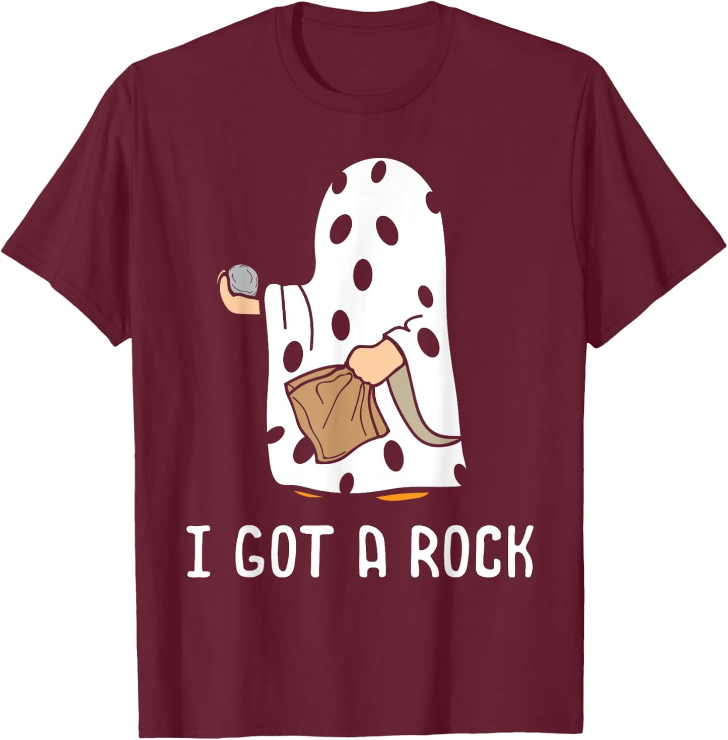 I Got A Rock Funny Halloween Trick Or Treating Ghost T-Shirt - T-Shirt | Maroon