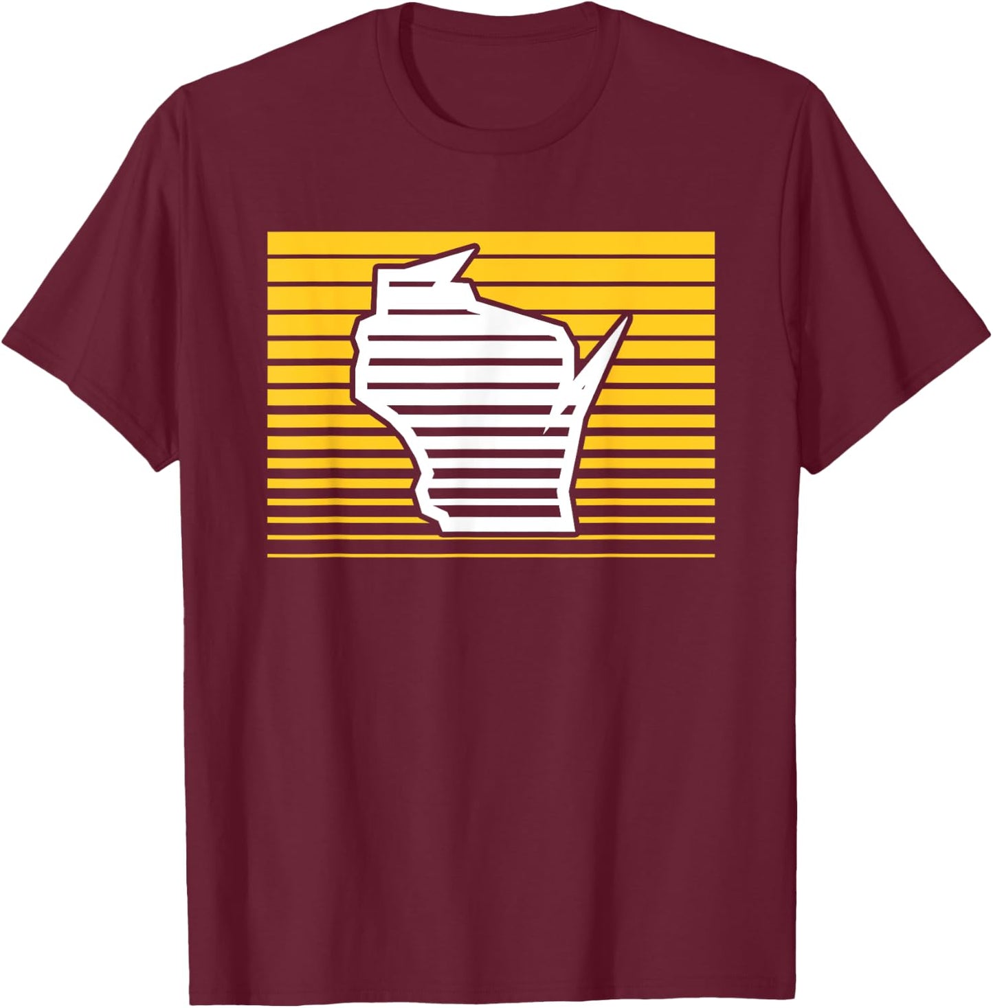 Milwaukee Wisconsin Retro Gradient Stripes T-Shirt - T-Shirt | Maroon