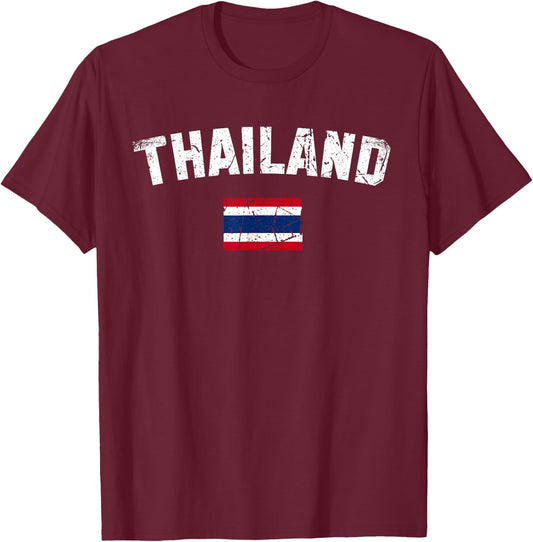 THAILAND Flag Vintage | Men Women Kids | THAILAND T-Shirt - T-Shirt | Maroon