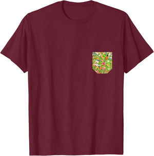 Pocket | Tropical Bird Hawaiian Theme T-Shirt - T-Shirt | Maroon