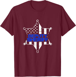 Deputy Sheriff Blue Thin Line T-Shirt - T-Shirt | Maroon
