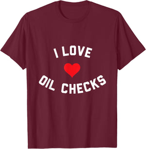 I Love Oil Checks T-Shirt - T-Shirt | Maroon