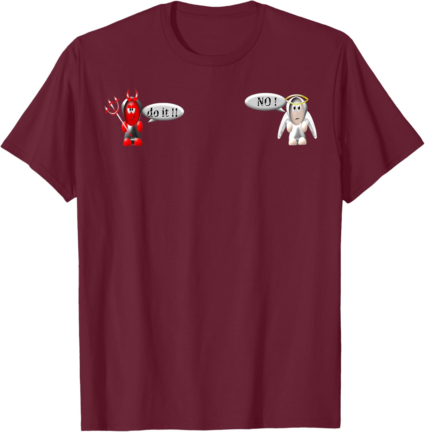 Angel and Devil T-Shirt - T-Shirt | Maroon