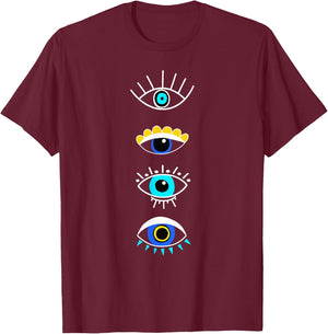 Evil Eye Curse Protection Seeing Eyes Nazar Mati Evil Eye T-Shirt - T-Shirt | Maroon