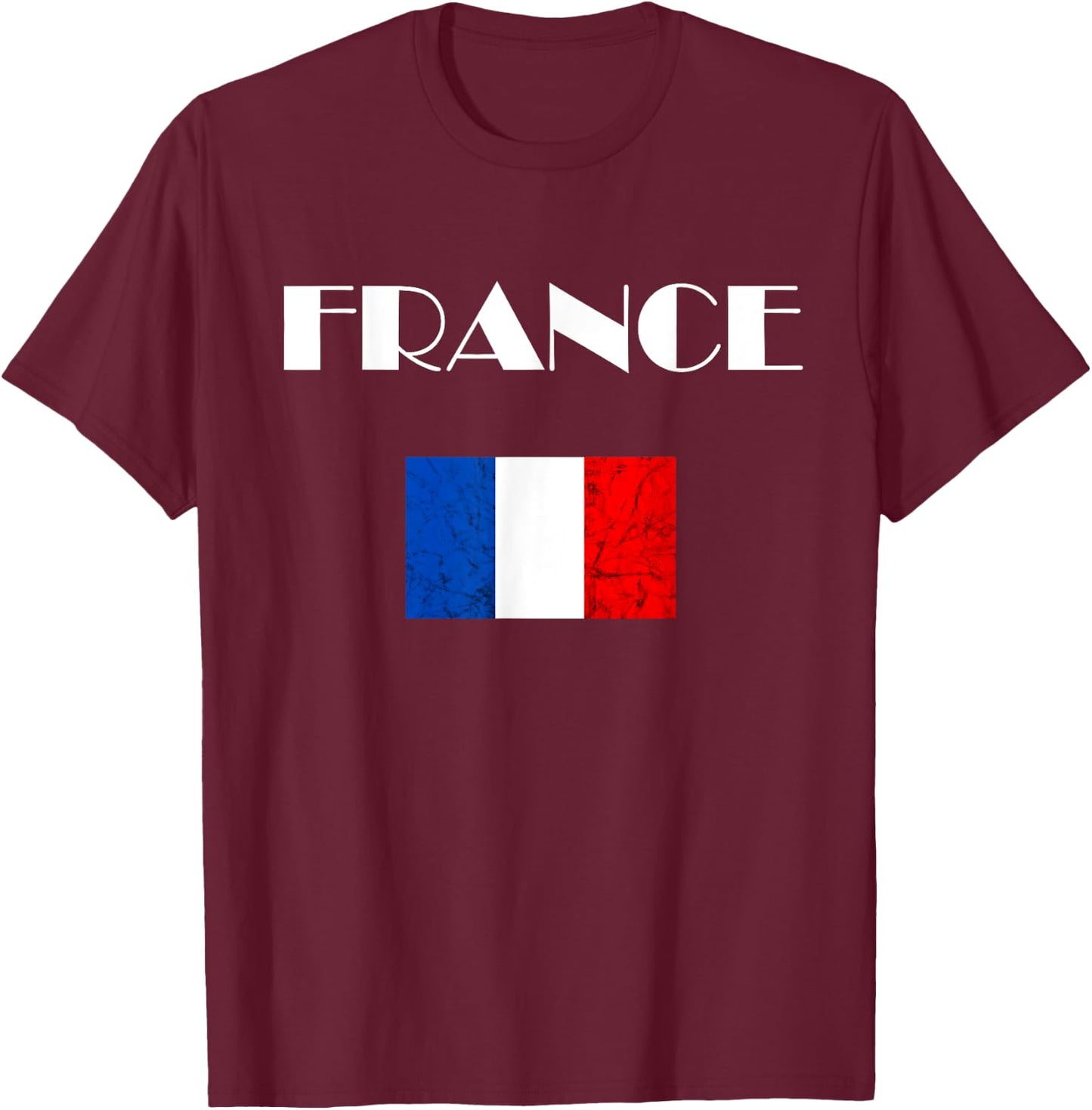 France Flag French Roots French Pride Vintage French Flag T-Shirt - T-Shirt | Maroon