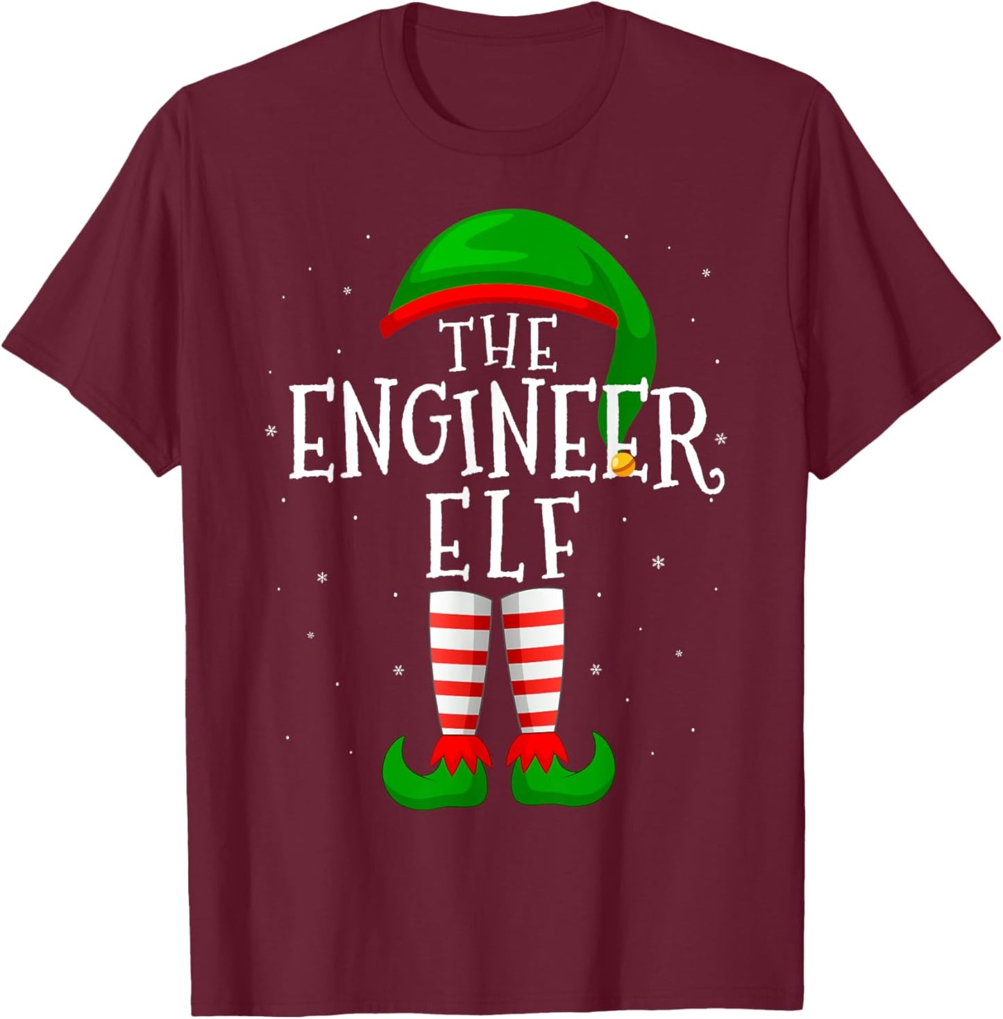 The Engineer Elf Funny Matching Family Group Christmas Gift T-Shirt - T-Shirt | Maroon