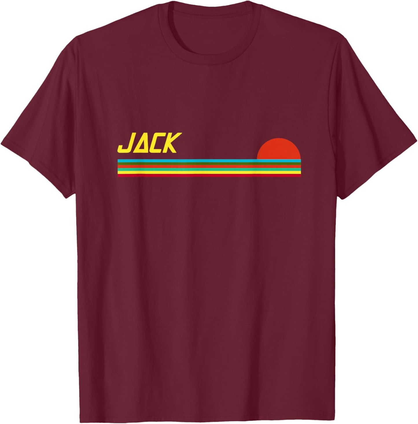 Jack First Name Logo Retro Sunset Surfer Style Jack T-Shirt - T-Shirt | Maroon