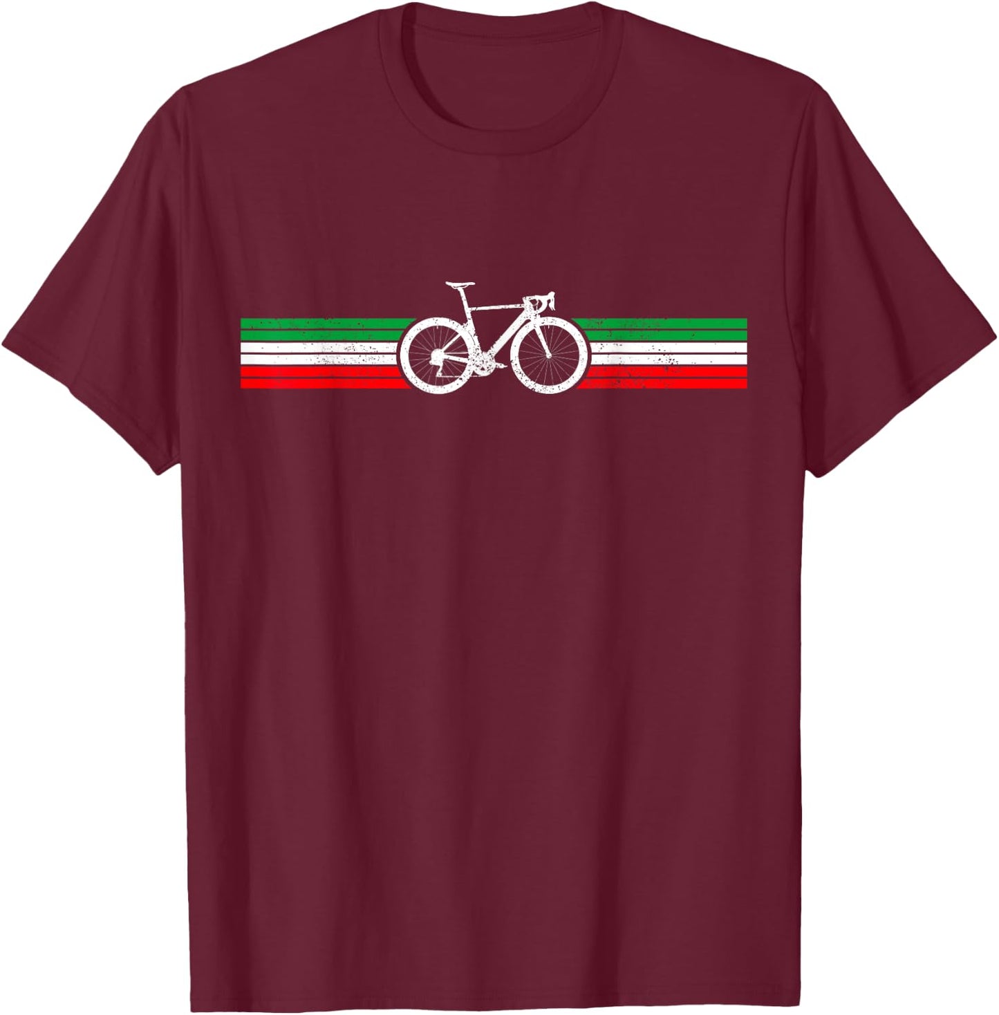 Cycling Italy Road Bike Italian Flag Cyclist T-Shirt - T-Shirt | Maroon