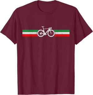 Cycling Italy Road Bike Italian Flag Cyclist T-Shirt - T-Shirt | Maroon