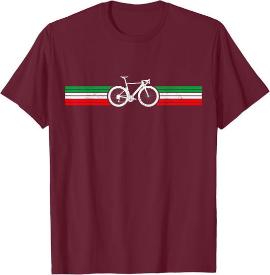 Cycling Italy Road Bike Italian Flag Cyclist T-Shirt - T-Shirt | Maroon