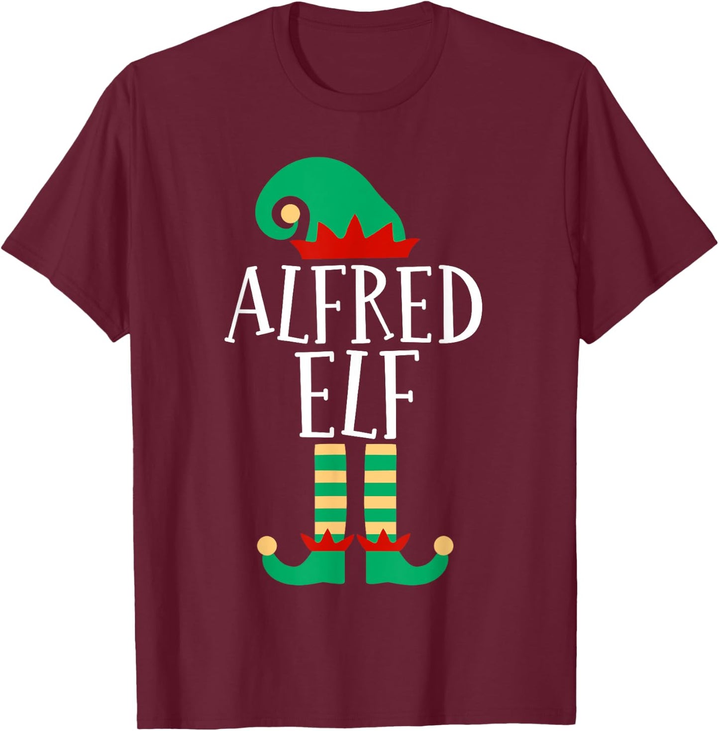 The Alfred Elf Funny Family Matching Christmas Pajamas T-Shirt - T-Shirt | Maroon