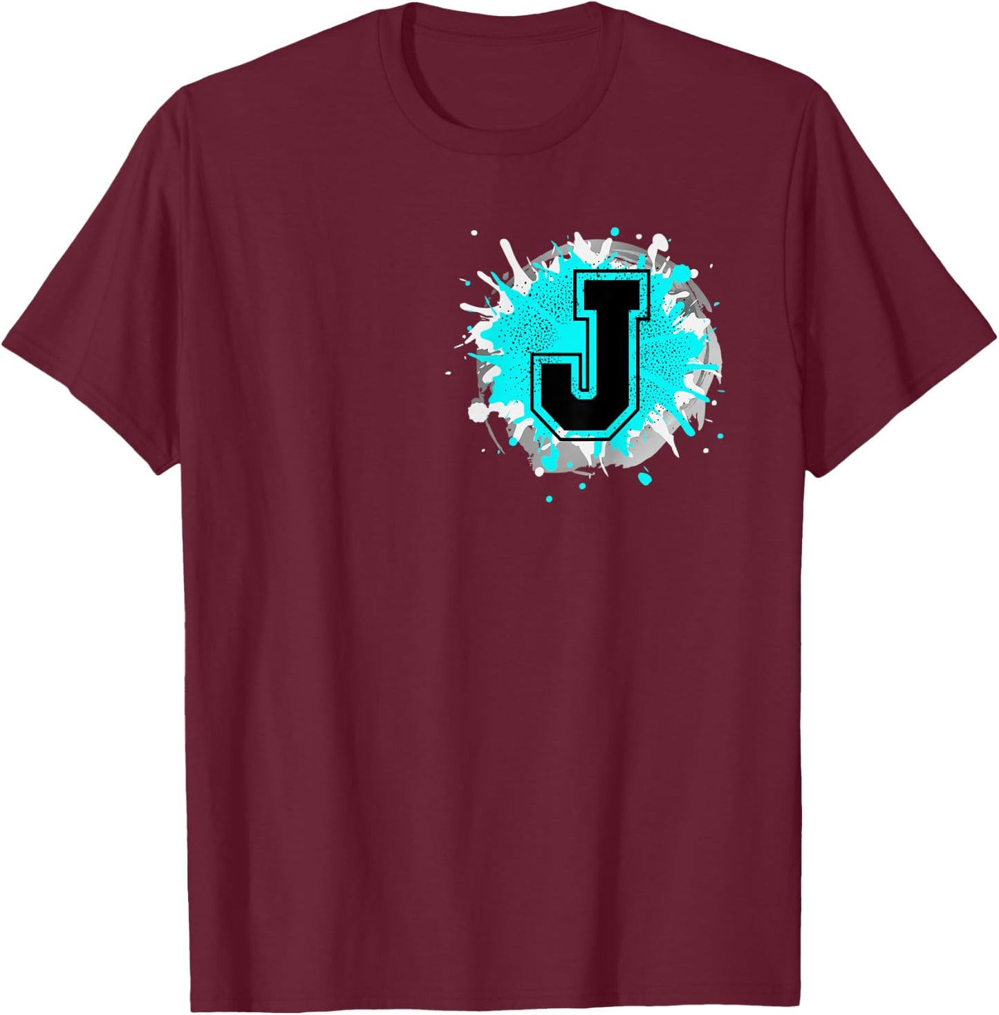 Monogram Letter J Alphabet Initials For Names Starting With T-Shirt - T-Shirt | Maroon