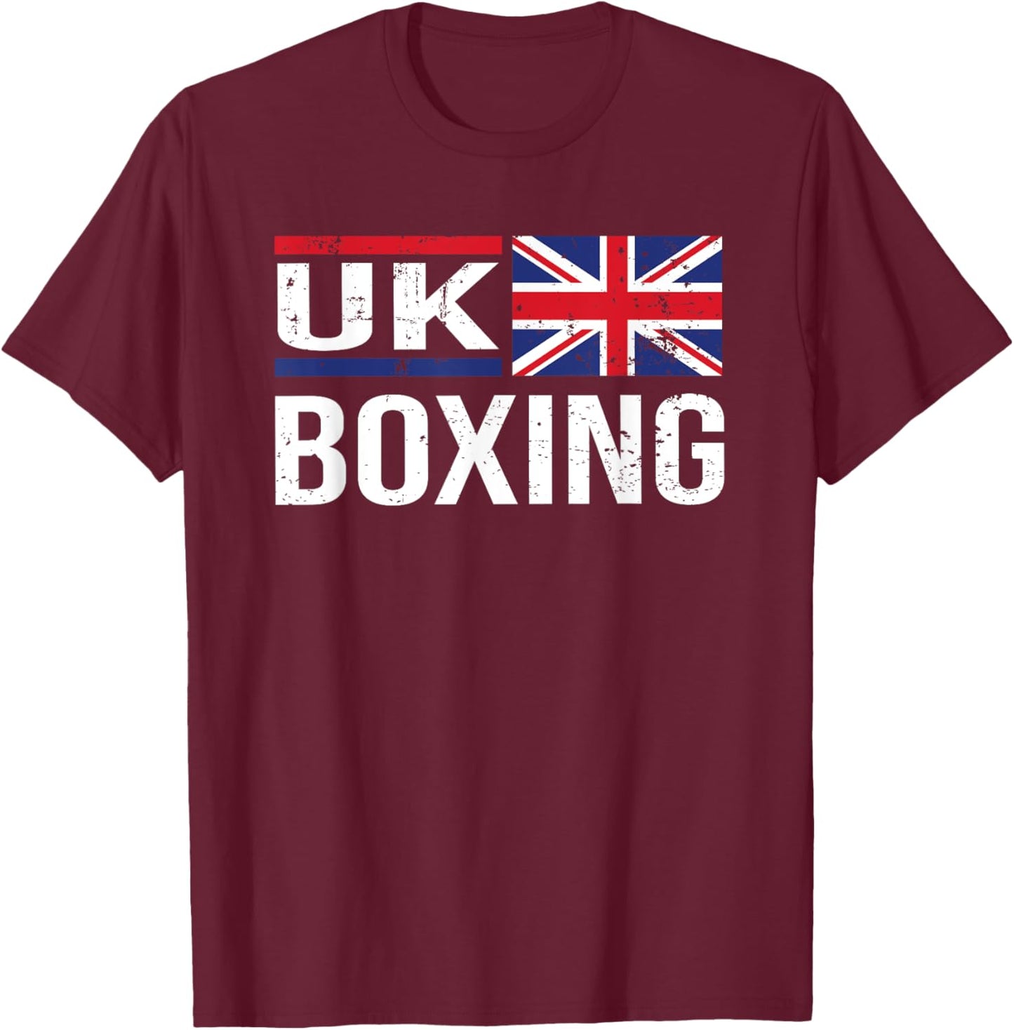 UK Boxing Great Britain Flag Gym Sparring Amateur Sport T-Shirt - T-Shirt | Maroon