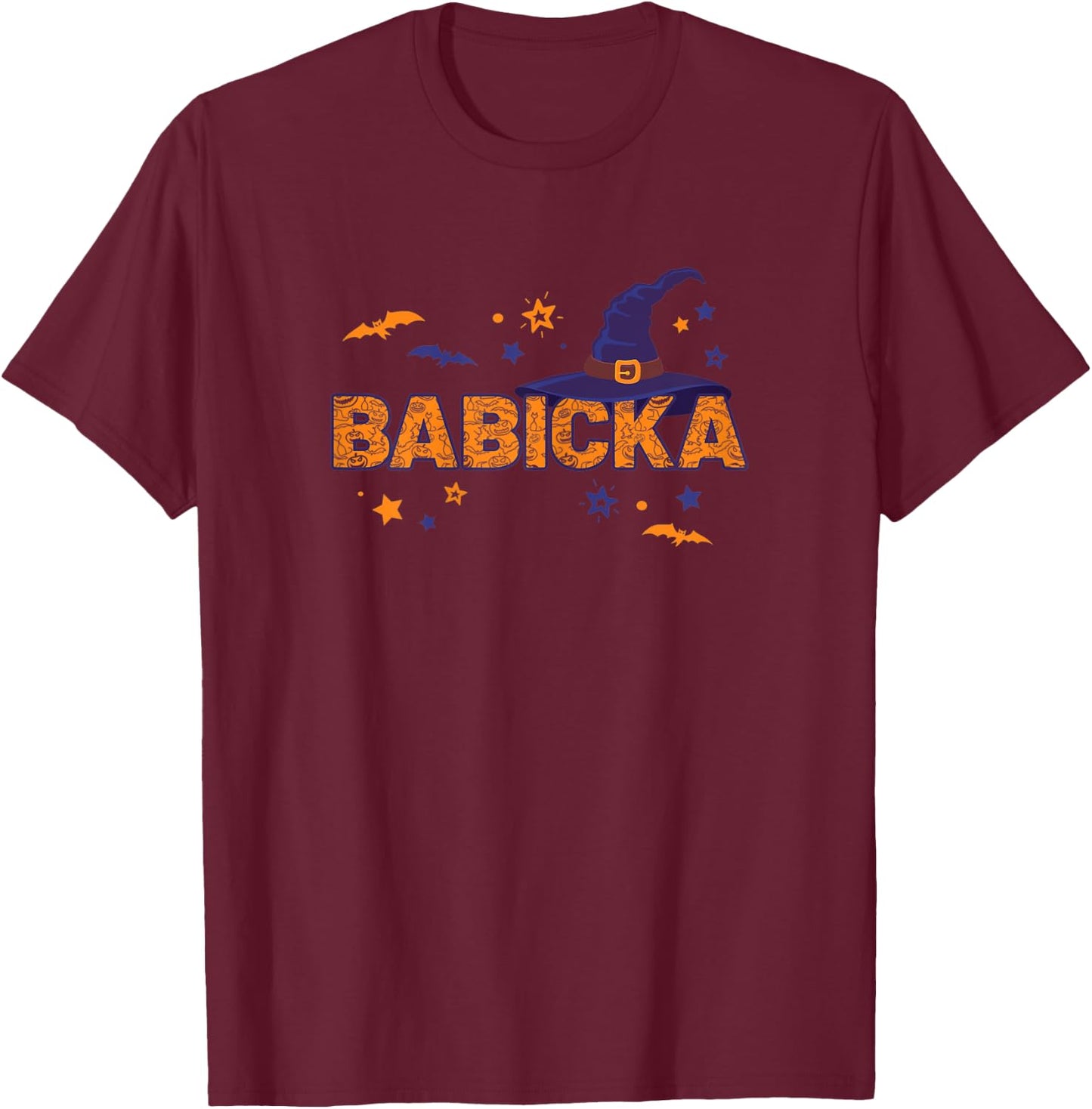 Cool Babicka Witch Hat Czech Grandma Halloween Costume Funny T-Shirt - T-Shirt | Maroon