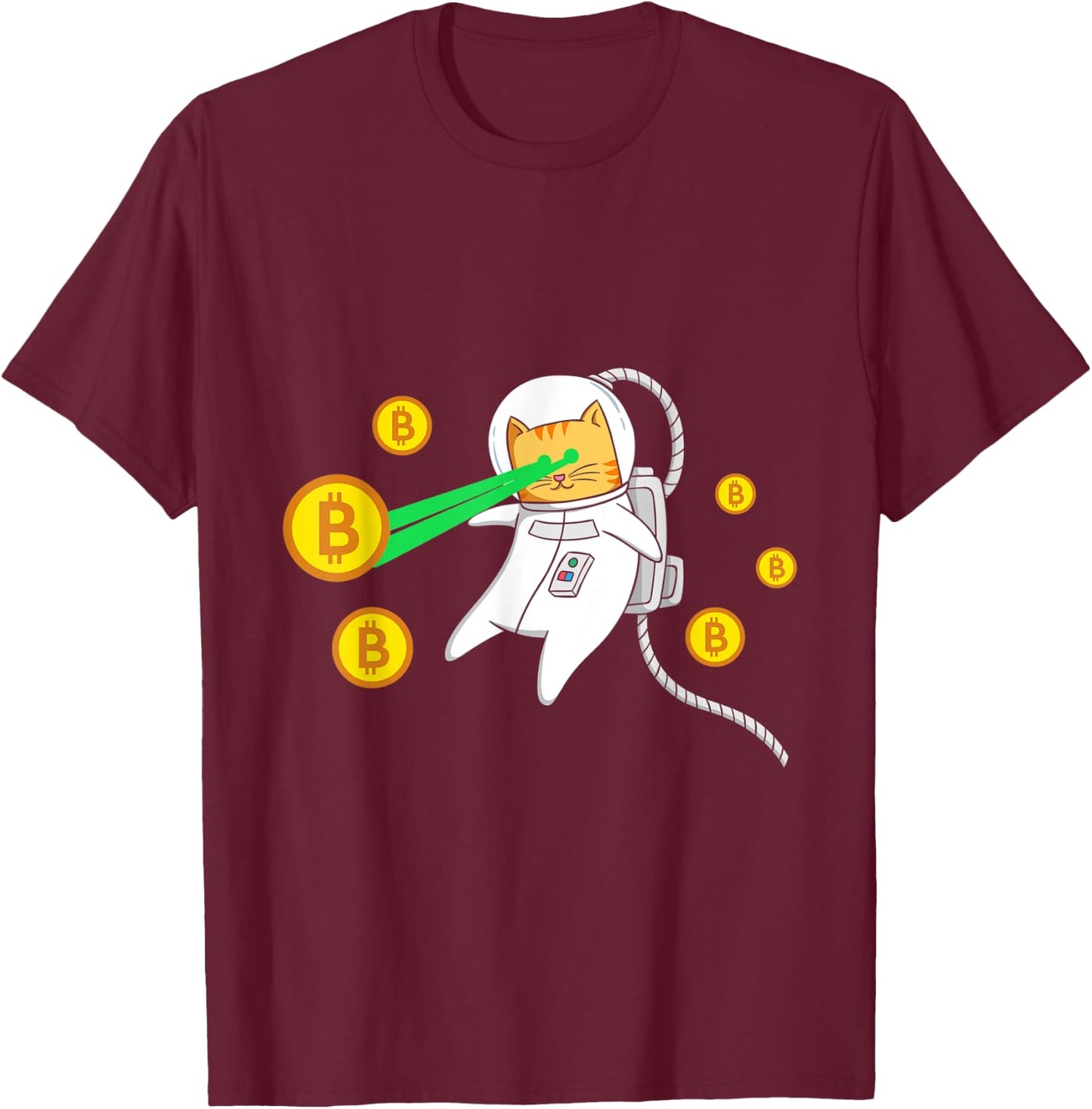 Space Astronaut Cat Bitcoin Laser Eyes Cryptocurrency BTC Women T-Shirt - T-Shirt | Maroon